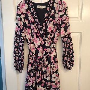 Floral Long-sleeve Wrap Dress